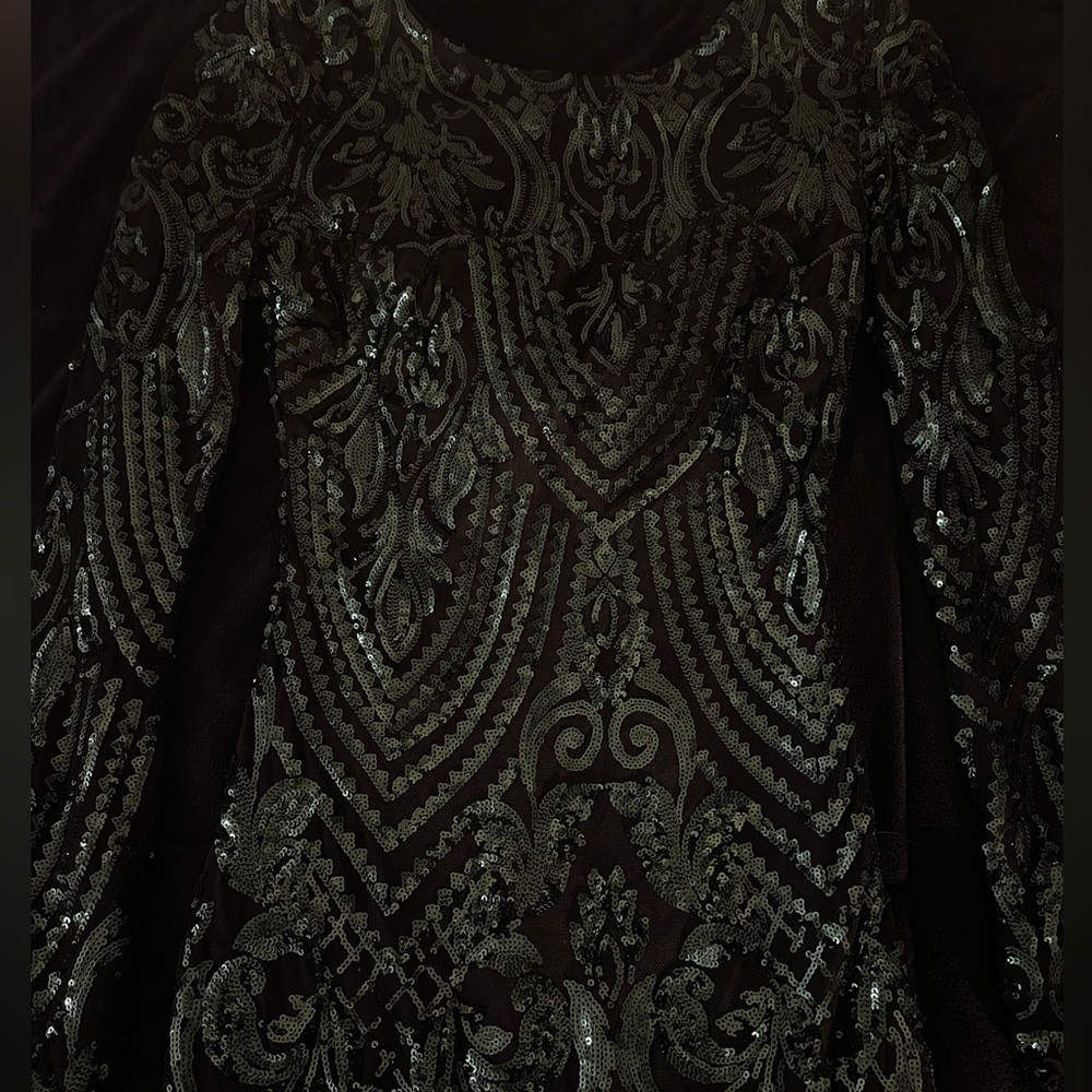 Worn Once Green and Black Sparkly Sequined Dress from Windsor